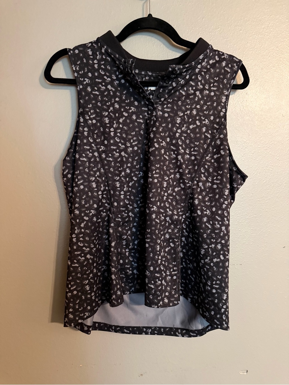 Puma Black & Light Gray Printed Sleeveless Tank Top